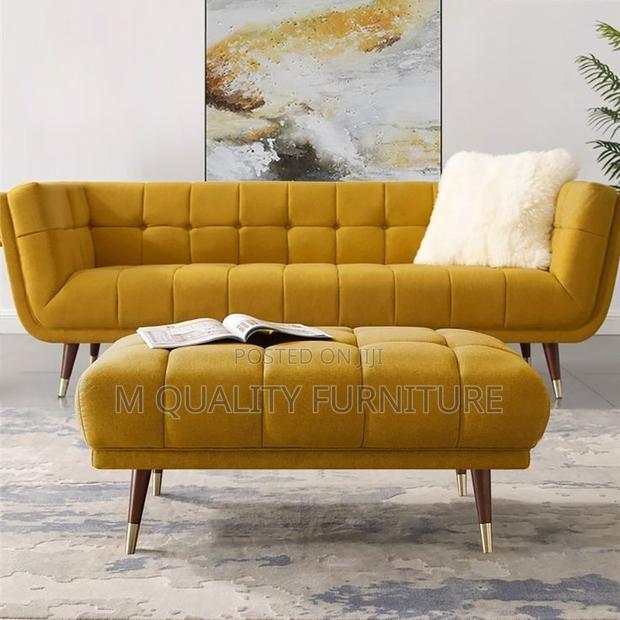 Yellow 3 Seater Modern Sofa With an Ottoman
