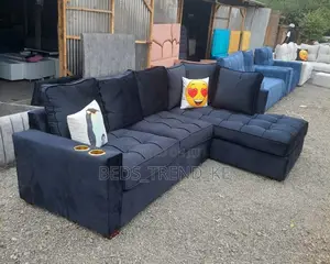 Sturdy 6 Seater Modern L Seat Sofa Set With Throw Pillows