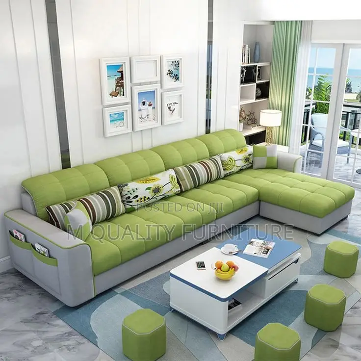 Green 6 Seater Sofa With Corners