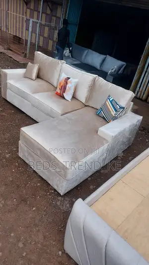 6 Seater Modern L Seat Sofa (White)