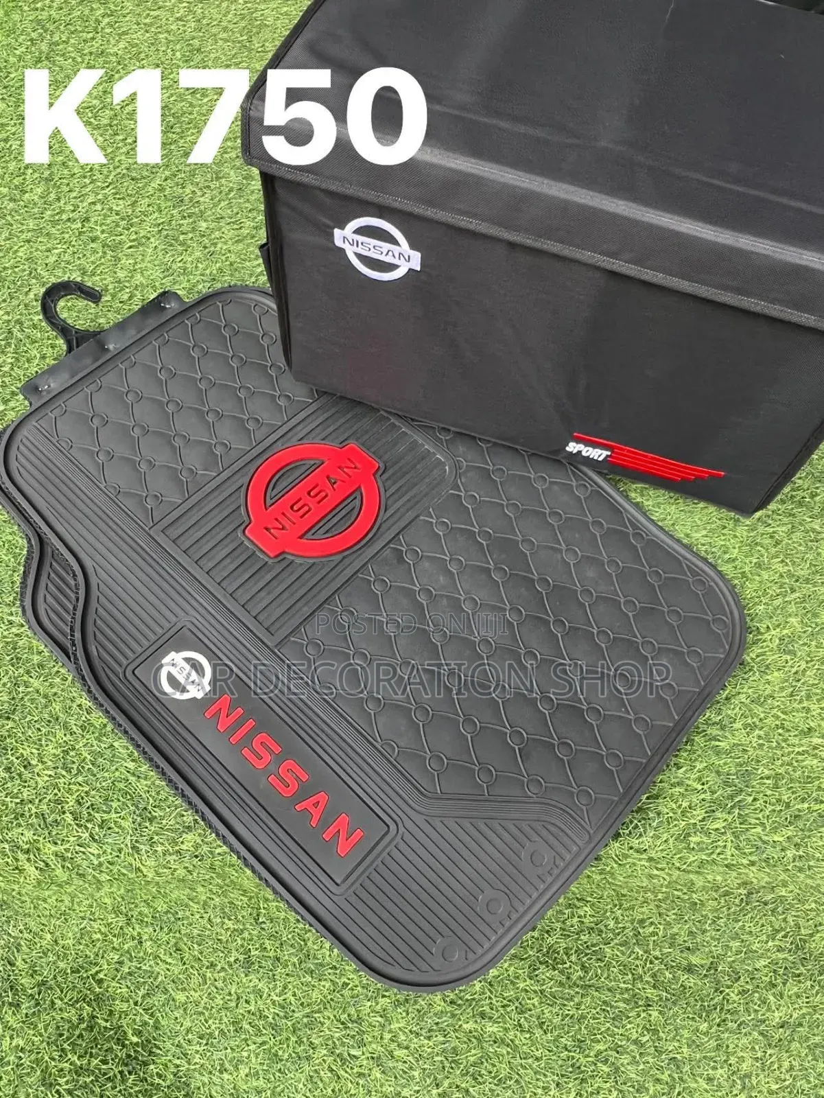 3in1 Nissan Branded Mats 5pc+Steering Cover+Boot Organizer