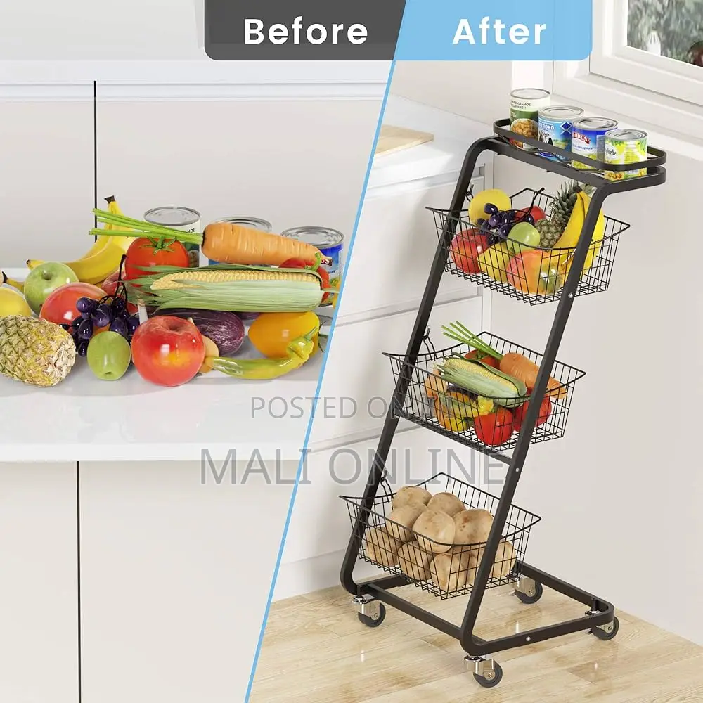 3 Tier Storage Basket Organizer Metal Storage Bin