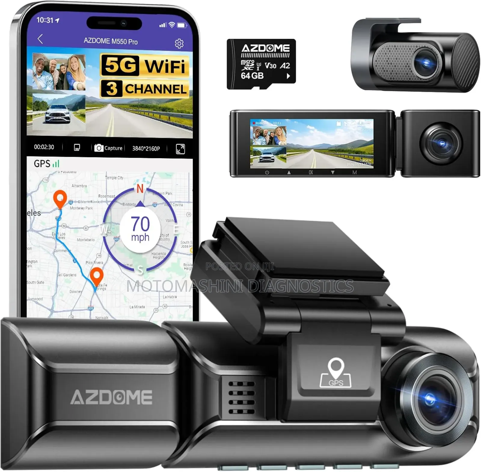 Azdome M550pro Best 3 Channels Smart Quality Car Dashcamera