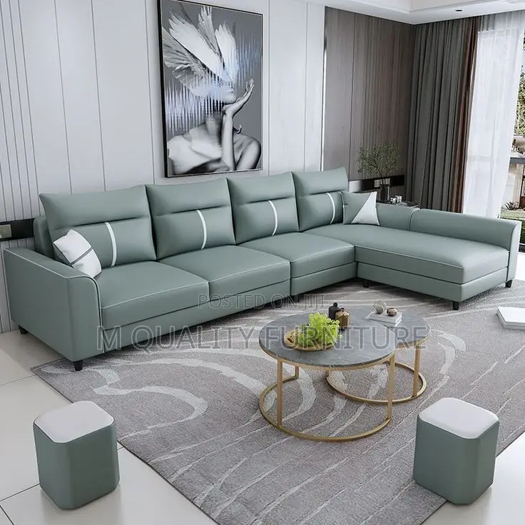 Light Green 6 Seater L Shaped Sofa