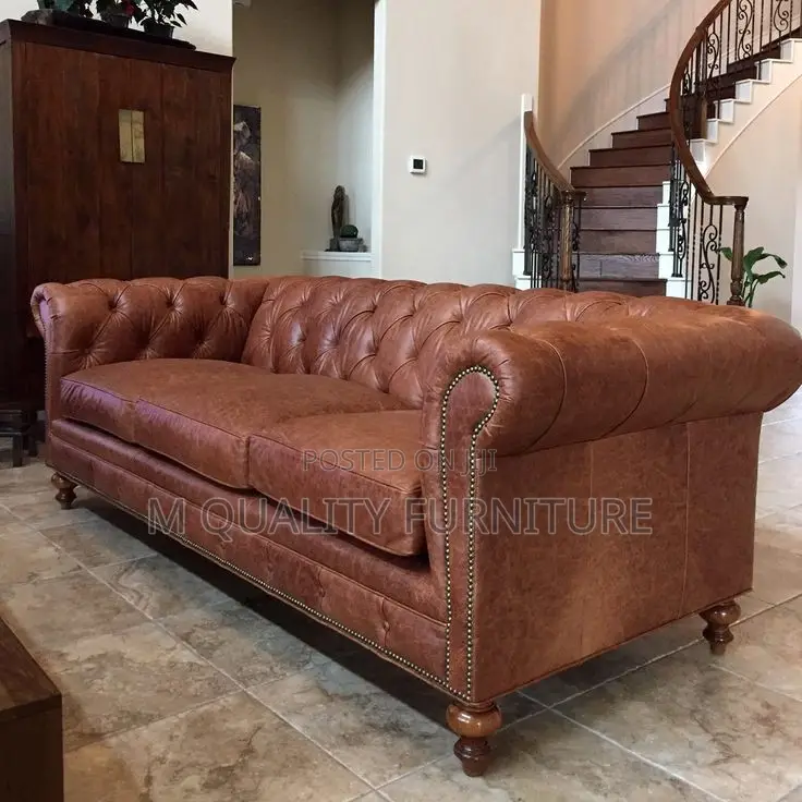Brown 3 Seater Chesterfield Sofa