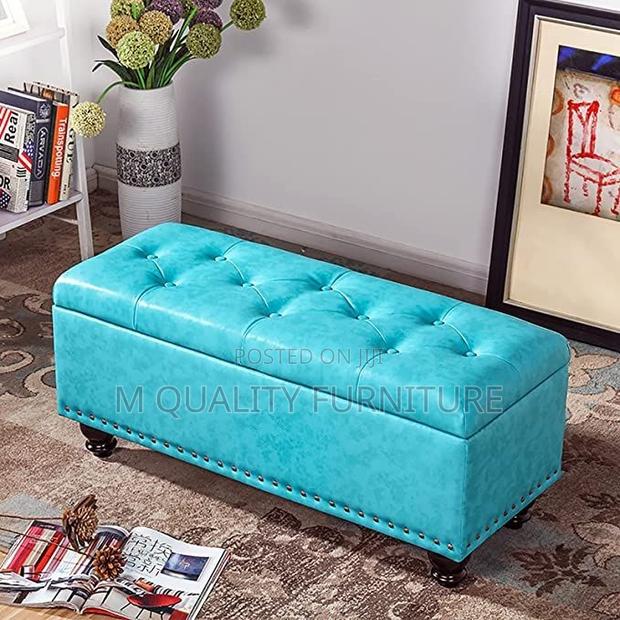 Blue Comfy Modern Ottoman