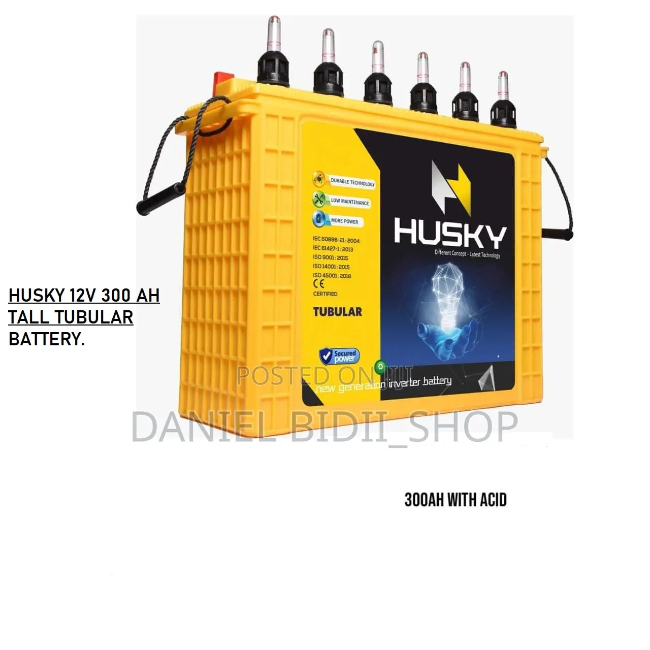 Tall Tubular 300ah With Acid Husky