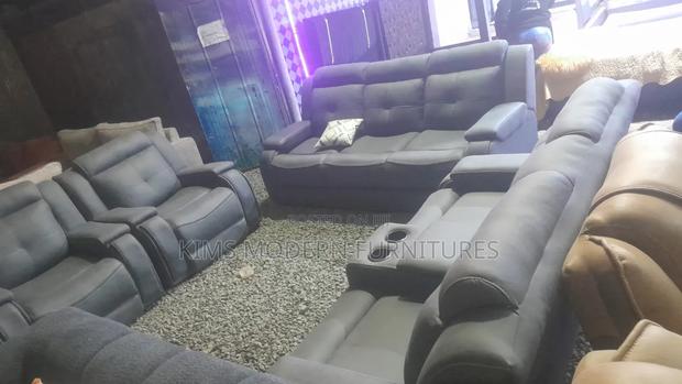 Modern Sofa 7 Seater Semi Recliner Gray
