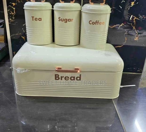 Bread Bin With 3 Canister Tea/Sugar/Coffee