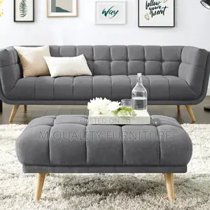 Gray 3 Seater Sofa With Ottoman