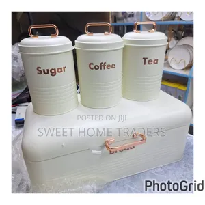 White Bread Bin With 3 Canister