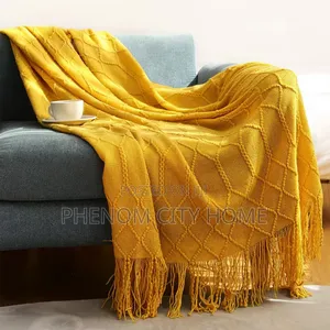 Mustard and Grey Decor Throw Blankets Available