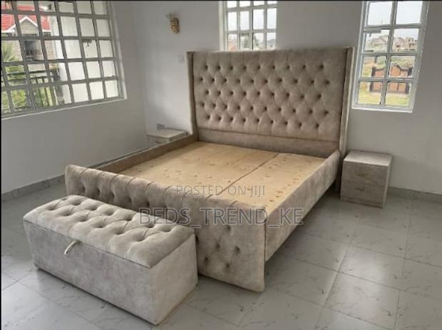 5 by 6 Chester Bed + Side Drawers + Ottoman