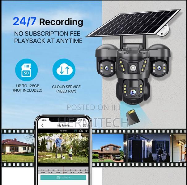V380pro Triple Lens Solar Powered 4g Lte Security Camera - thumbnail 3