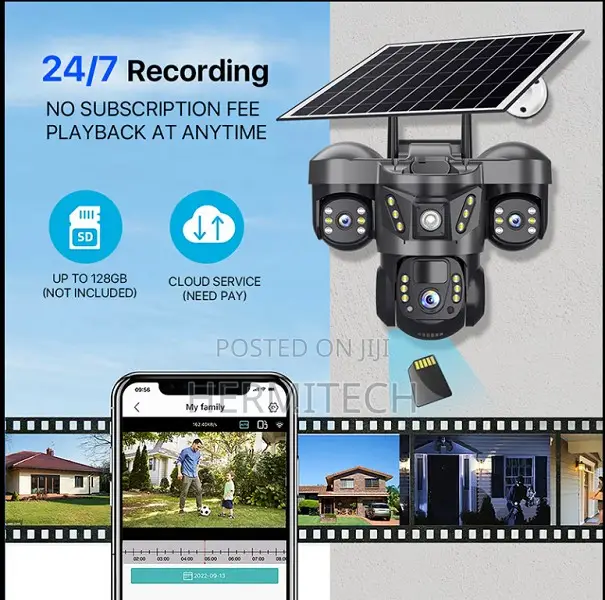 V380pro Triple Lens Solar Powered 4g Lte Security Camera