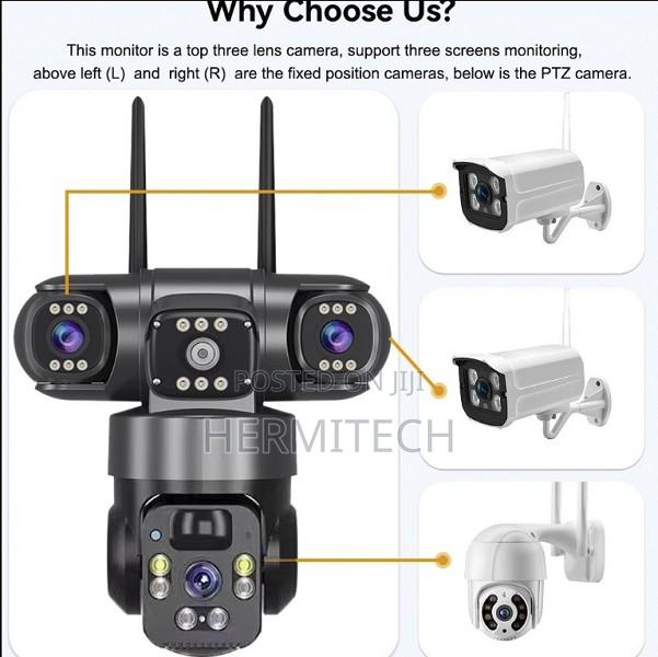 3 Lens 9mp Solar CCTV Outdoor Ip66 Waterproof Full Color