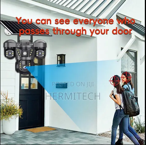 3 Lens 9mp Solar CCTV Outdoor Ip66 Waterproof Full Color