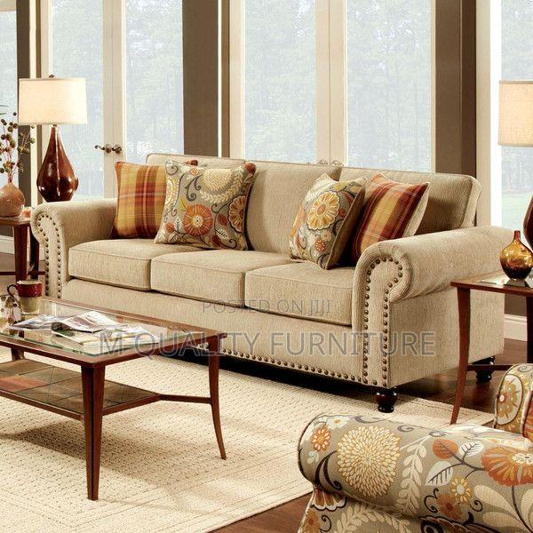 Cream 3 Seater Modern Sofa