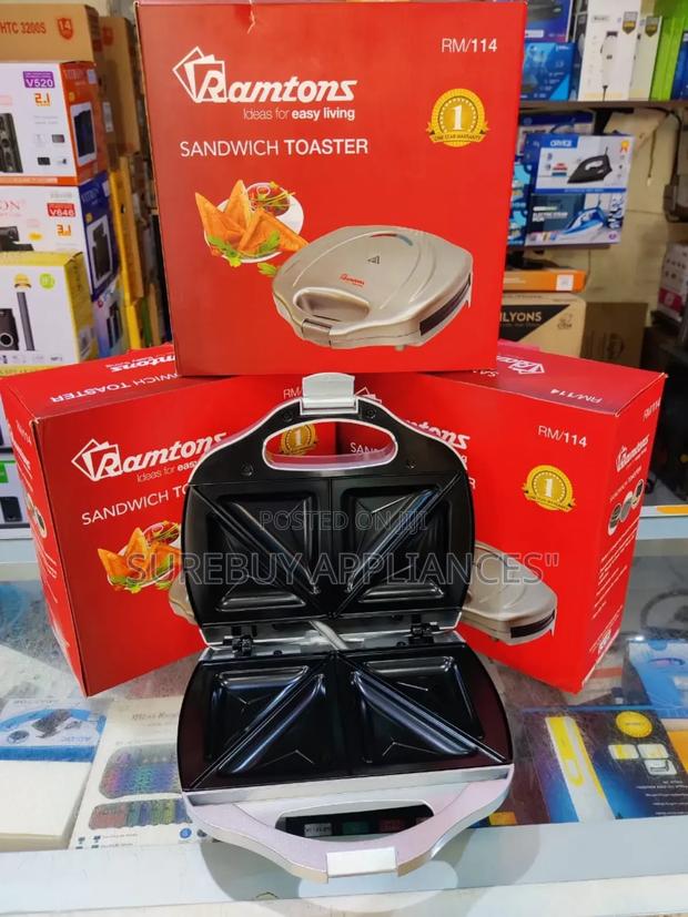 Ramtons Rm/114 2 Slice Sandwich Toaster Silver - main view