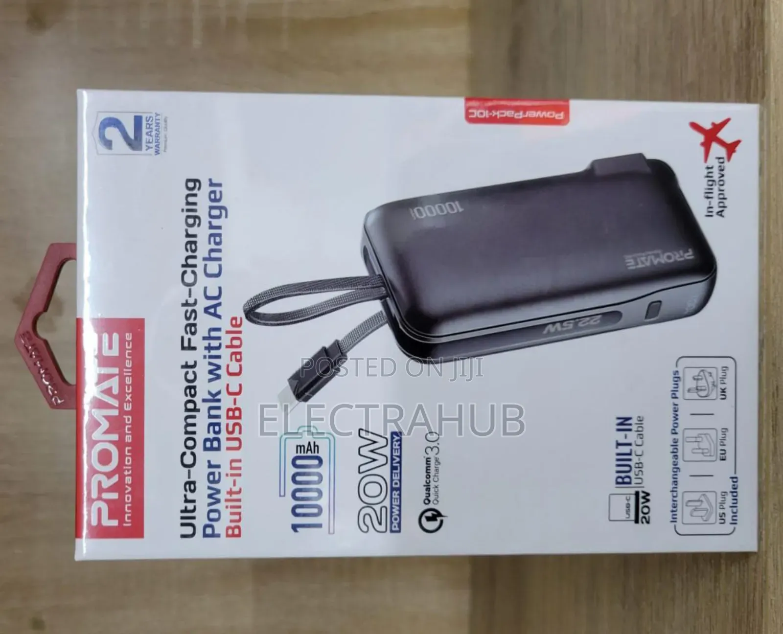 Promate Powerpack-10c 20w 10000mah Powerbank With Ac Charger