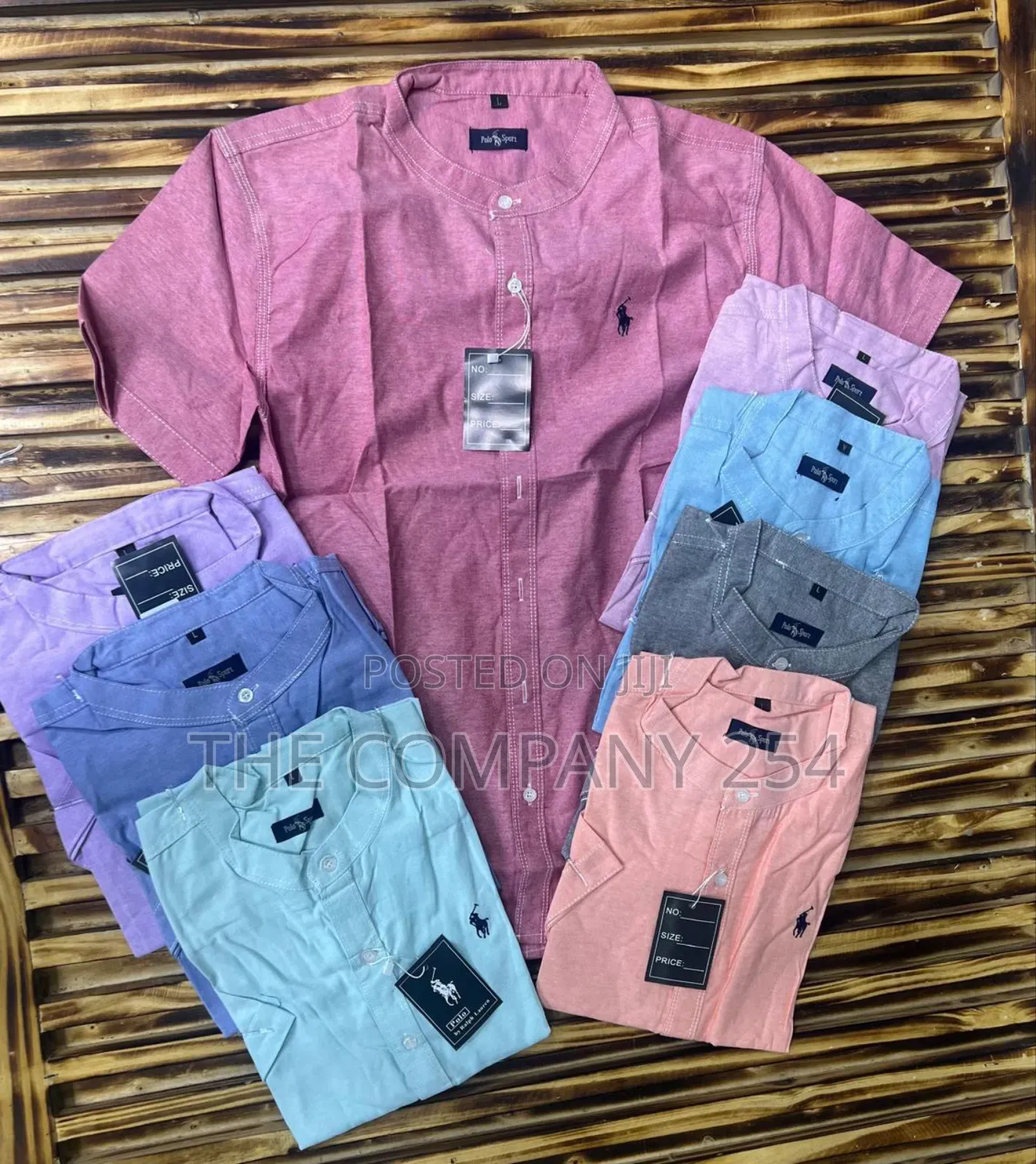 Quality Cotton Shorts Sleeved Chinese Collar Lines Shirt