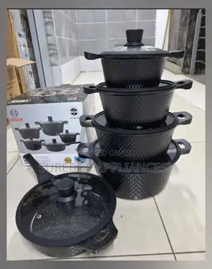 _Bosch 11pc Cookware With Silicone Lid Covers Black