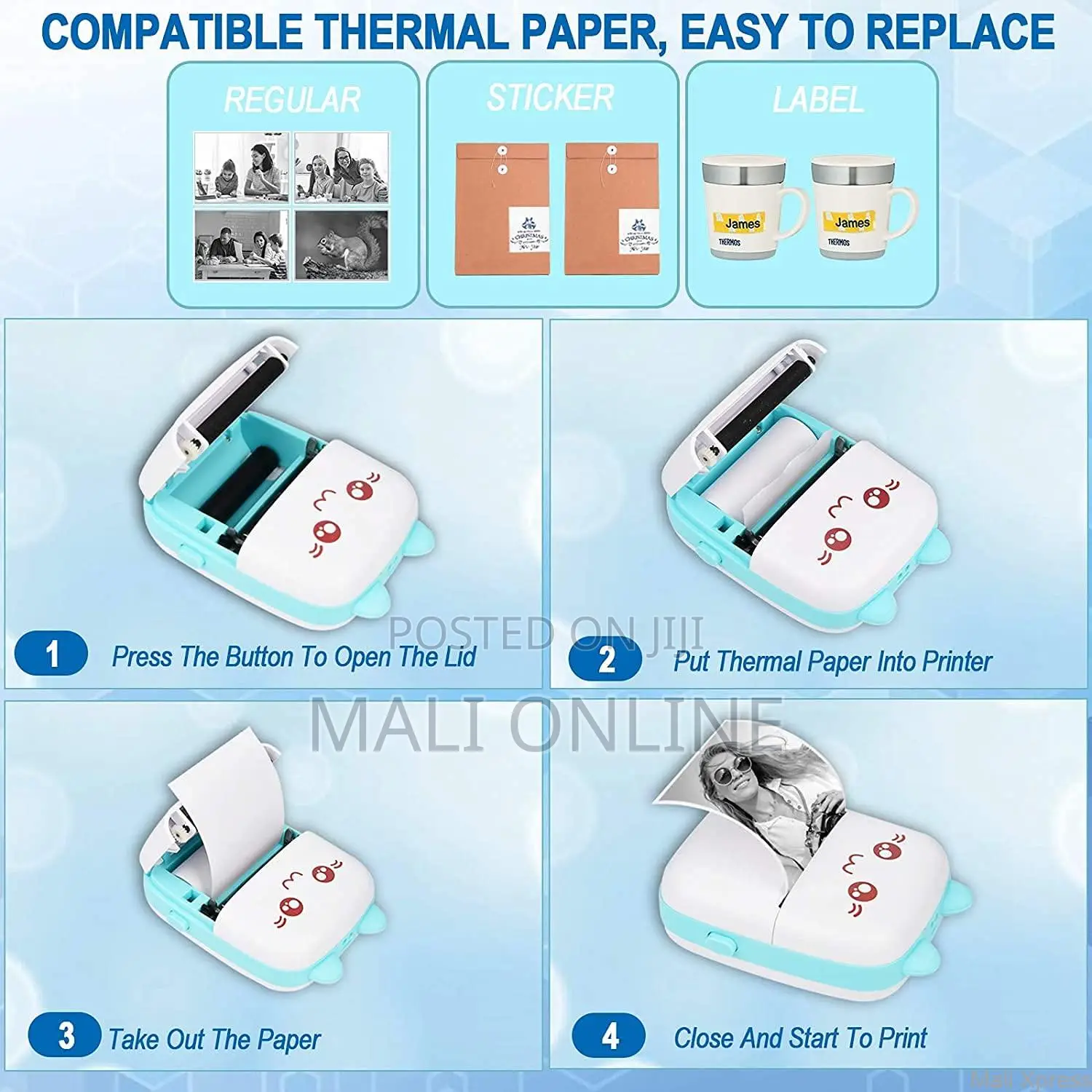 Mini Pocket Bluetooth Wireless Inkless Thermal Printer