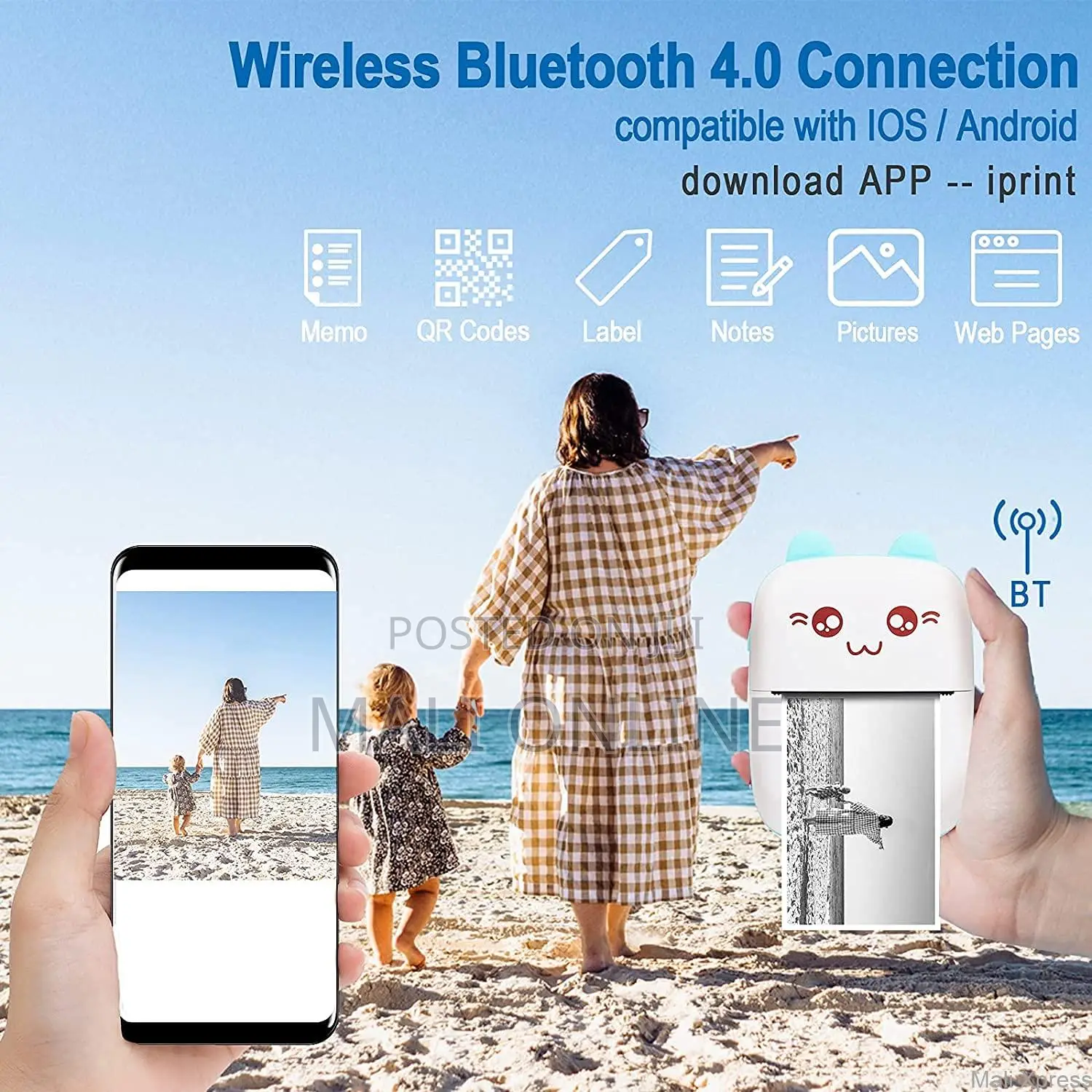 Mini Pocket Bluetooth Wireless Inkless Thermal Printer