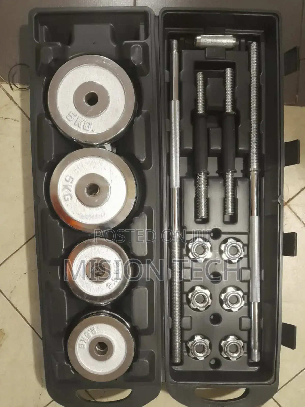 Adjustable 50kgs Dumbbell to Barbell Set With Carry Case 
