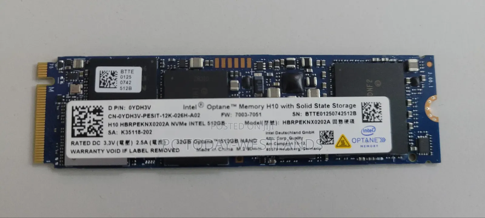 Intel Optane Memory H10 32gb With SSD 512gb Internal