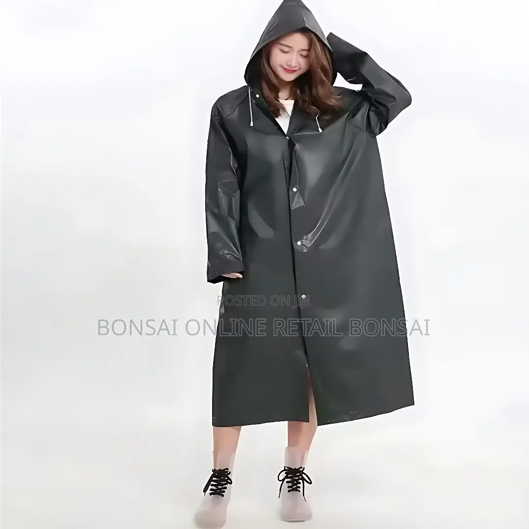 Heavy-duty Waterproof Raincoat For Adults – Black & Hooded
