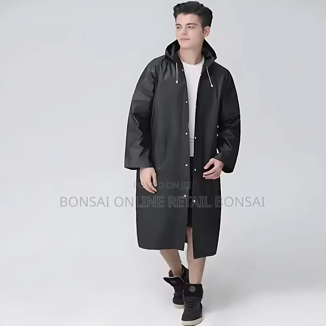 Heavy-duty Waterproof Raincoat For Adults – Black & Hooded