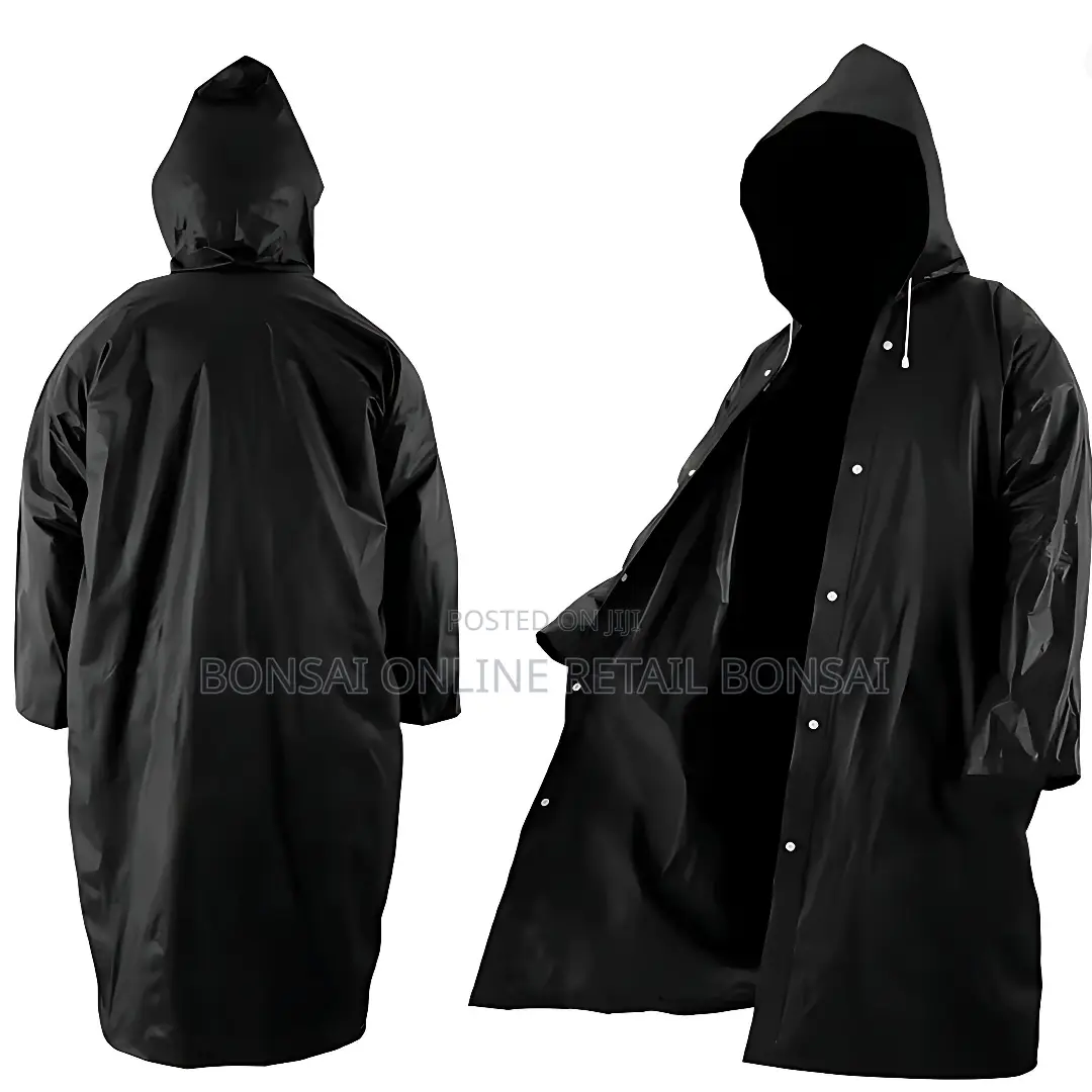 Heavy-duty Waterproof Raincoat For Adults – Black & Hooded