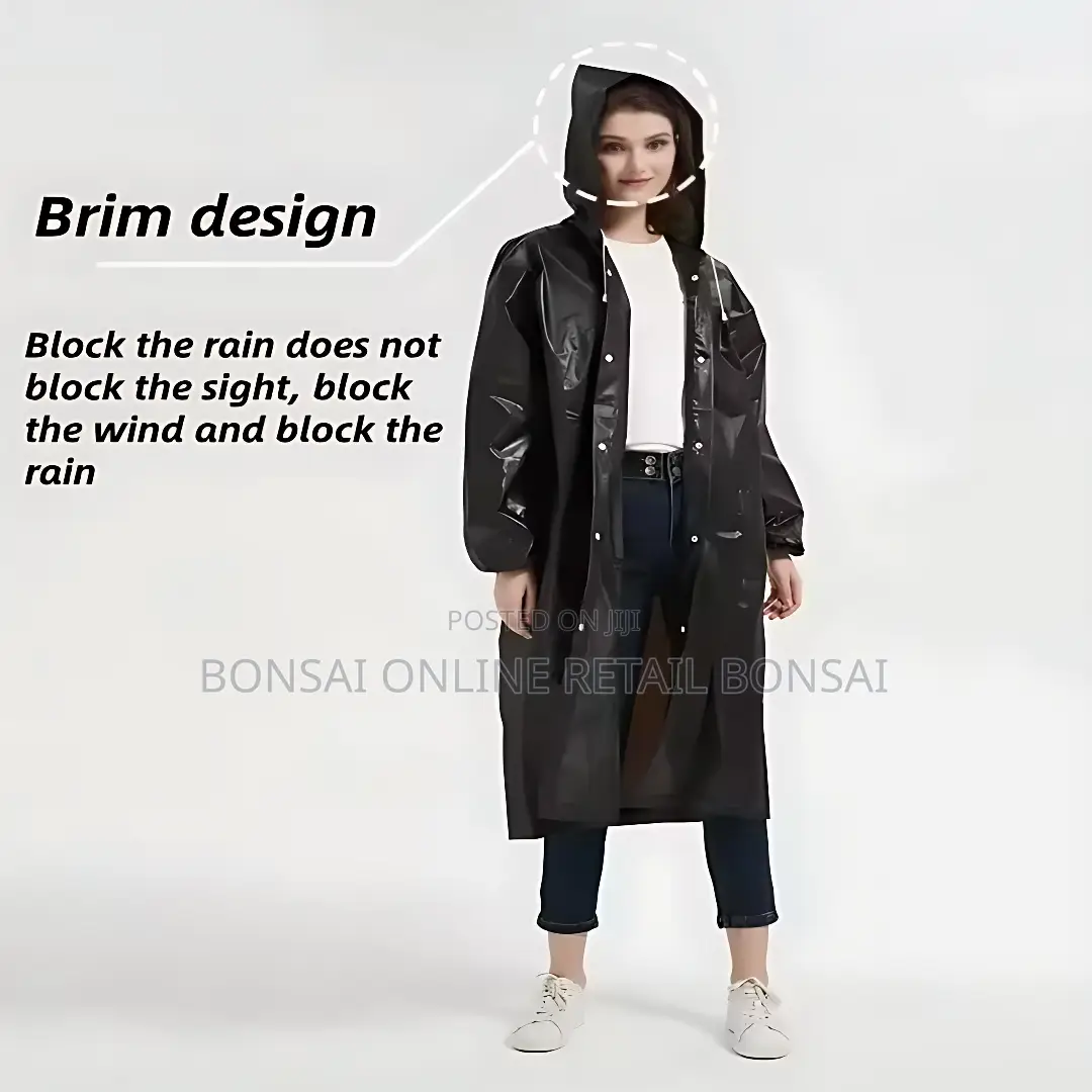 Heavy-duty Waterproof Raincoat For Adults – Black & Hooded
