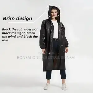 Heavy-duty Waterproof Raincoat For Adults – Black & Hooded