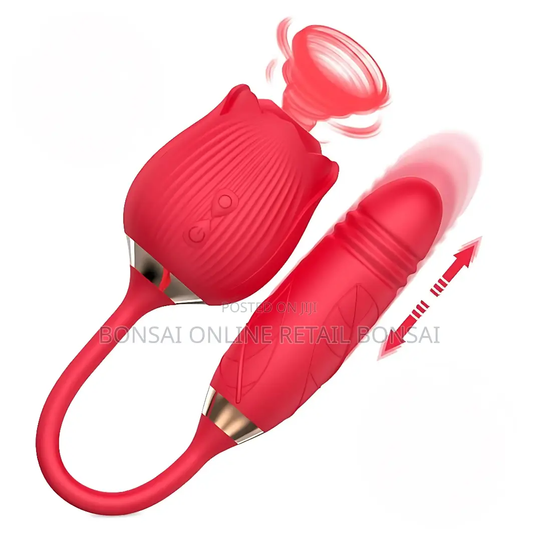 Rose Sucking + Thrusting Dildo Vibrator Sex Toy