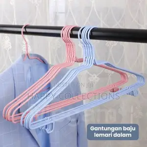 10pc Simple Steel With Plastic Coat Hanger With Hooks Hanger