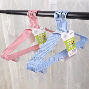 10pc Simple Steel With Plastic Coat Hanger With Hooks Hanger