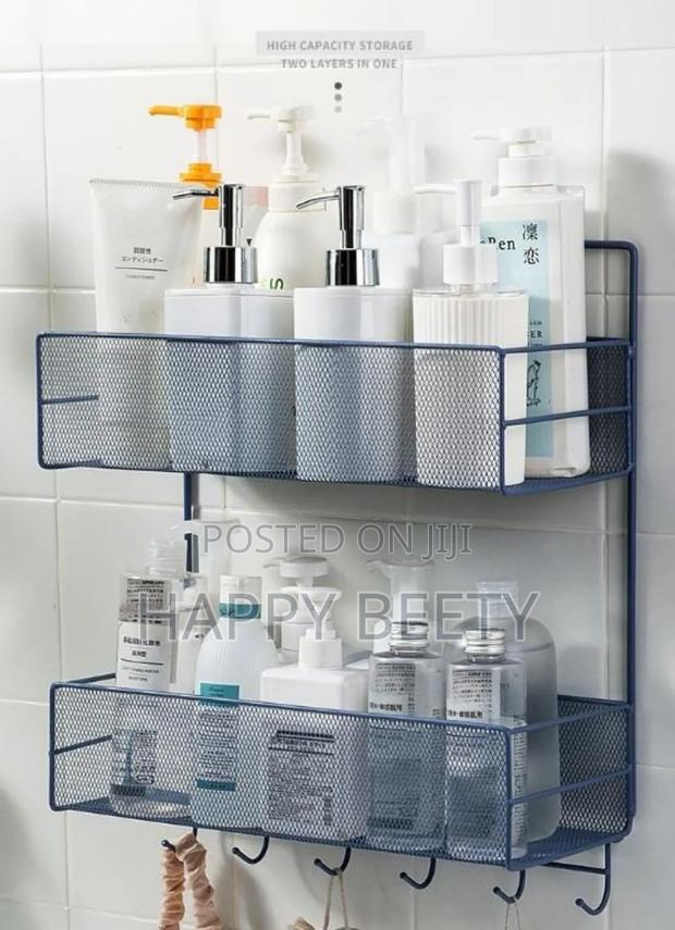 *2 Layer Wall-Mounted Bathroom Shelf Shower Shampoo Rack
