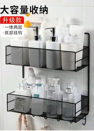 *2 Layer Wall-Mounted Bathroom Shelf Shower Shampoo Rack