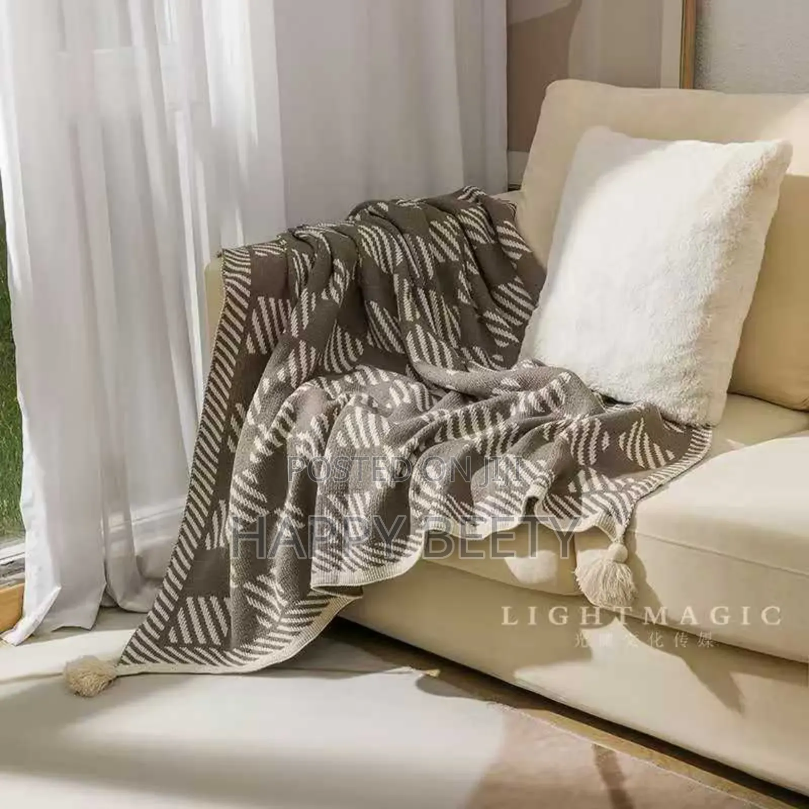 *Nordic Bohemian Knitted Throw Blankets With Tassels*