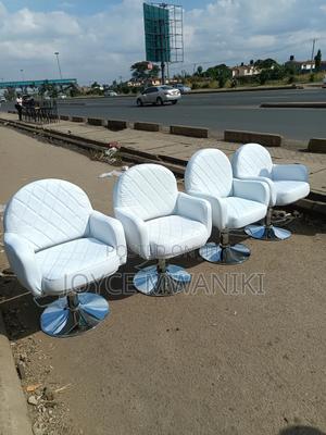 White Salon Hydraulic Chairs, Adjustable - thumbnail 2