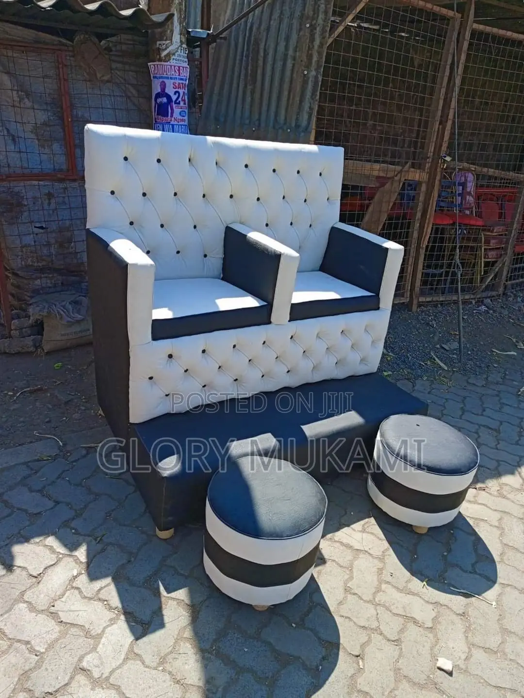 2seater Black White Pedicure Seat