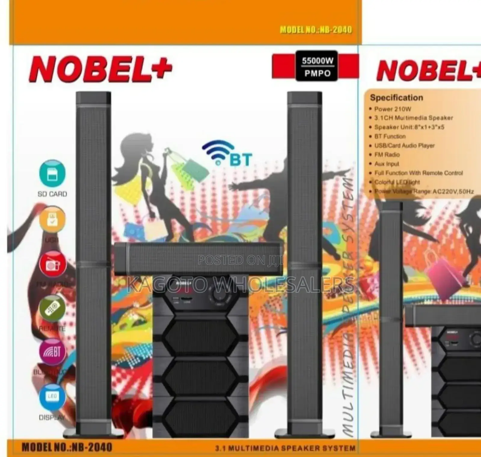 Nobel 5.1ch Multimedia Speaker System /Display/ Nb-2040/5.1