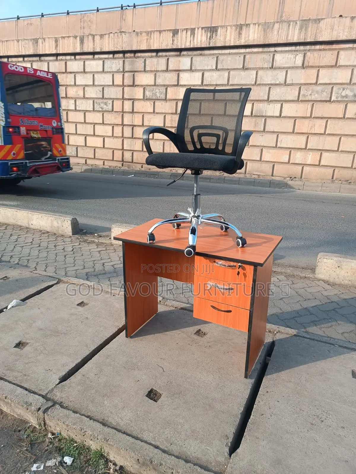 Unique Brown Office Desk With Mesh Office Chair Adjustable K