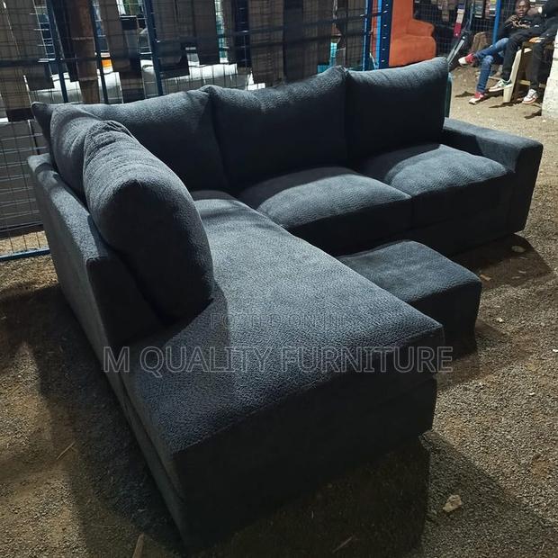 Black 5 Seater Strong Fabriced Sofa