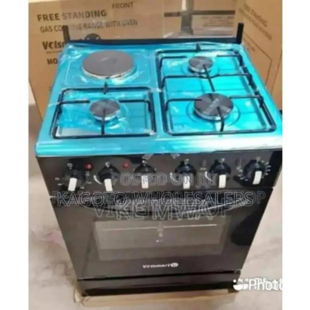 Black - 3+1 Volsmart 60by60 Standing Cooker - main view