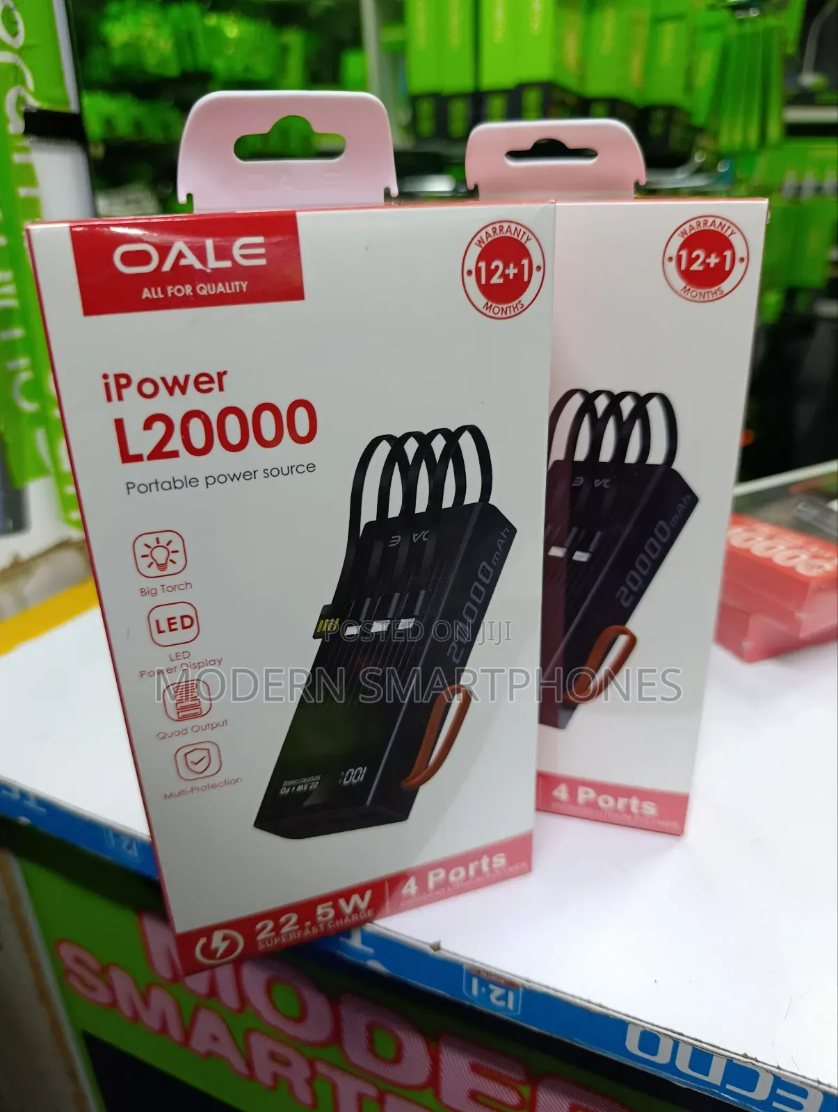 Oale Ipower L20000mah Powerbank With 4 Inbuilt Cables