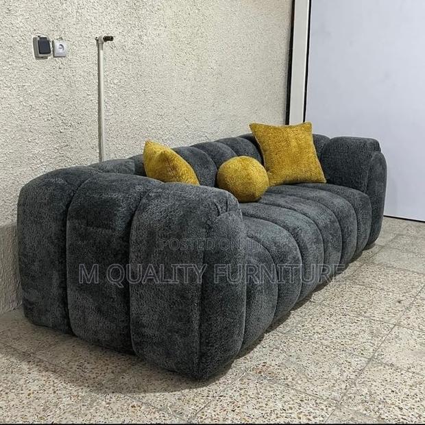 Black 3 Seater Back Permanent Sofa