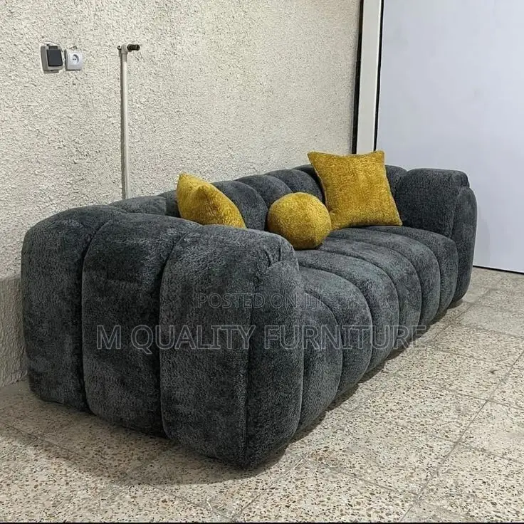 Black 3 Seater Back Permanent Sofa